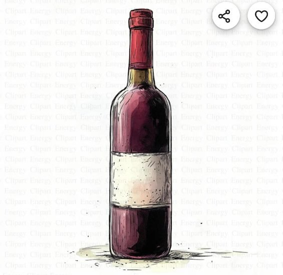 Illustrated bottle of Italian red wine on a white background