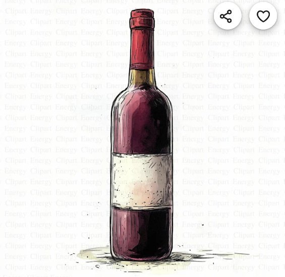 Illustrated bottle of Italian red wine on a white background